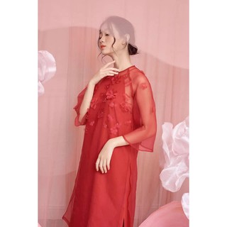 Áo Dài Xuân Cách Tân Phối Tay Lưới