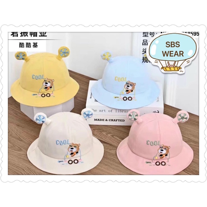 Mũ vành tròn cho bé trai bé gái thêu gấu cool dễ thương , phù hợp 3 tháng - 2 tuổi