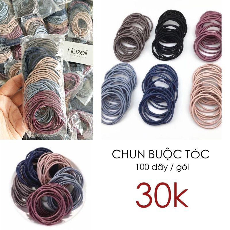 Túi Chun Buộc Tóc 100 Dây Mix 5 Màu Hàn Quốc