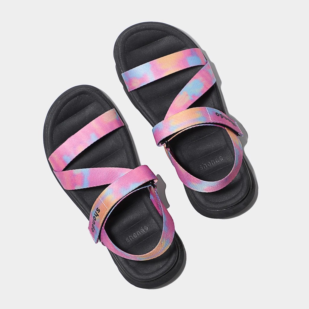 Giày Sandal Shondo F6 Sport đế đen loang khói hồng F6S1071