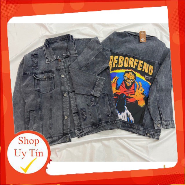 Áo khoác jeans bò thời trang UniSex Nam nữ in