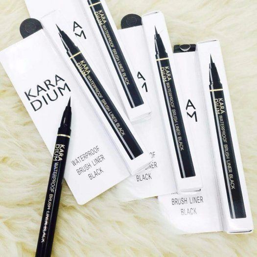 Kẻ dạ siêu mảnh Karadium Waterproof Brush Liner Black chống nước vỏ trắng