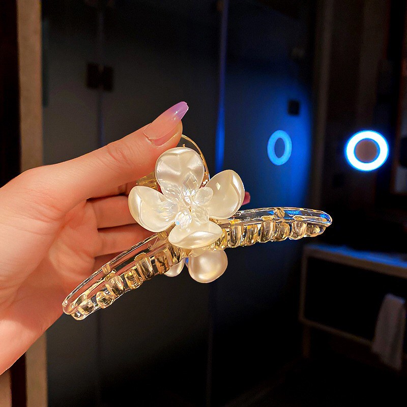 Dây buộc tóc lông xù phối ngọc trai thanh lịch kiểu Hàn Quốc cho nữ F301