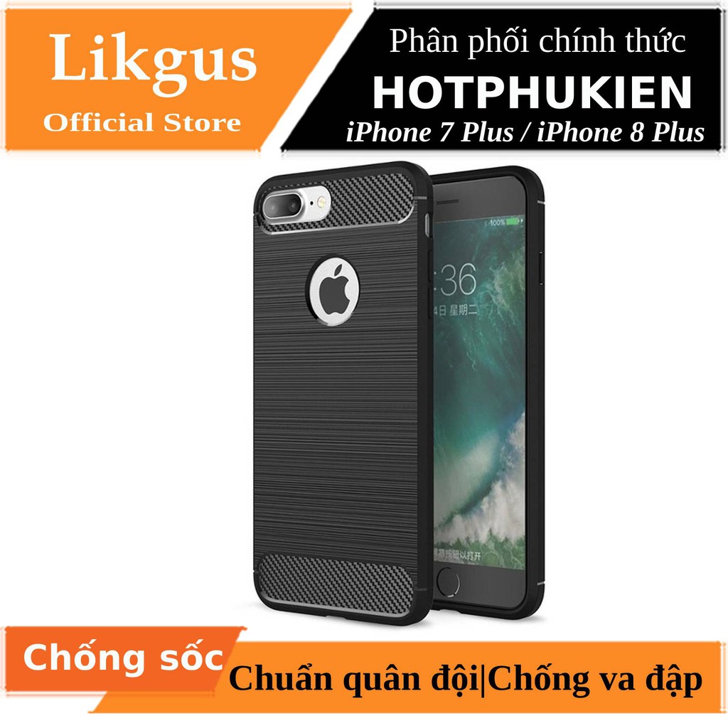 Ốp lưng silicon chống sốc cho iPhone 7 Plus / 8 Plus hiệu Likgus (bảo vệ toàn diện, siêu mềm mịn) - Hàng chính hãng