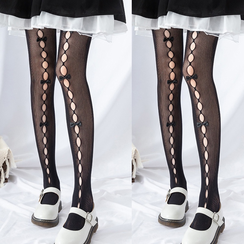 Quần Tất Lưới Đính Nơ Phong Cách Lolita Cho Nữ