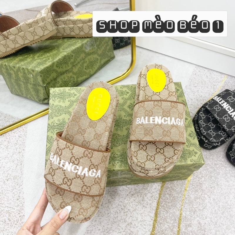 Dép gc quai ngang đế cao hoạ tiết fullbox