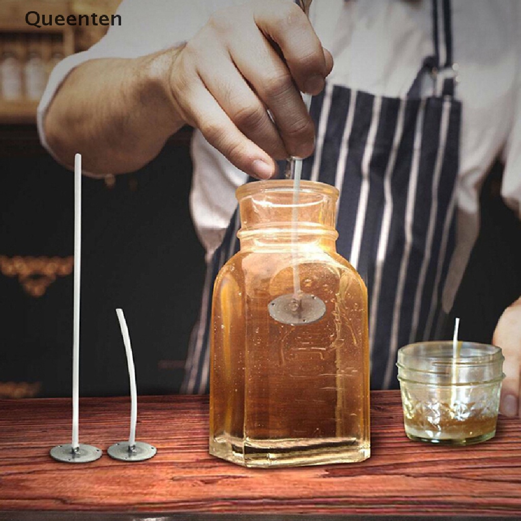 Queenten Set 100 Dây Bấc Nến Lõi Cotton Sáp Bấc Kèm Đế Nến Mới Lạ