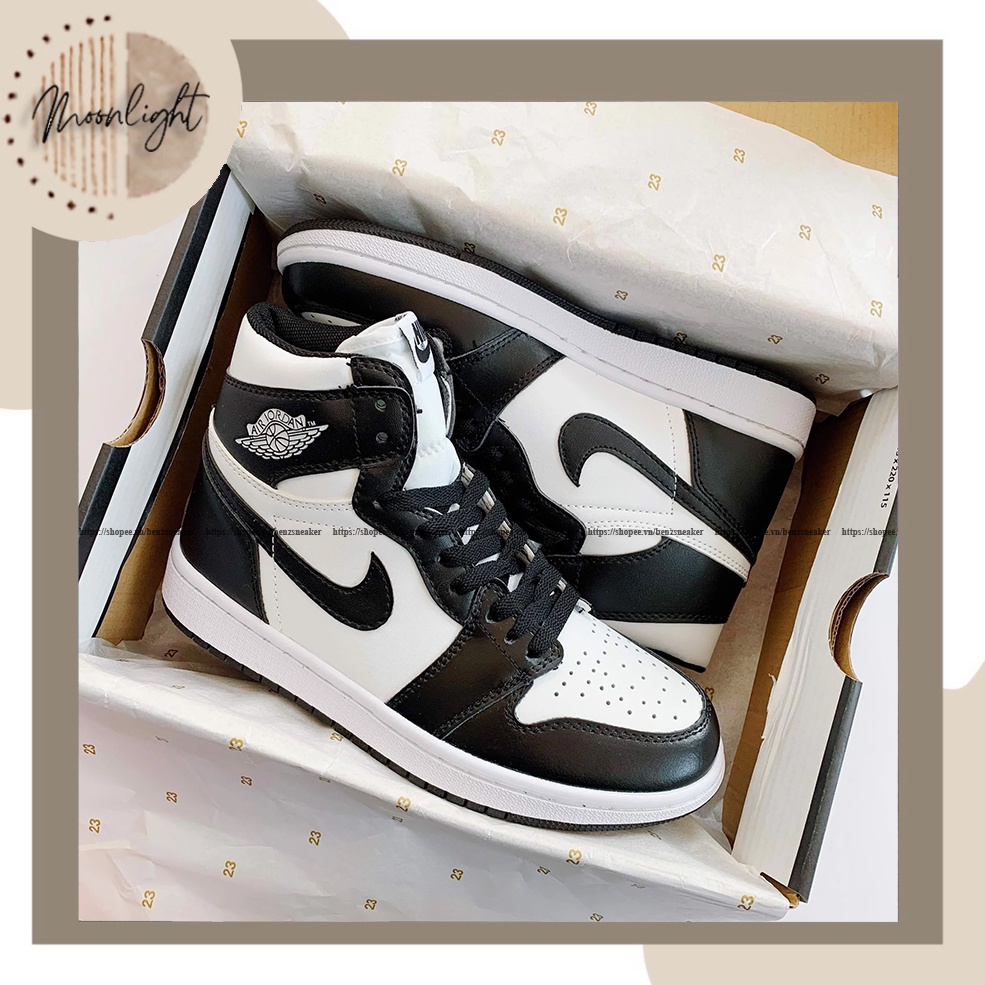 Giày Jordan Cổ Cao Thể Thao Nam Nữ, Giày JD1 Thời Trang Panda Đen Trắng Hàng Đẹp Full Box