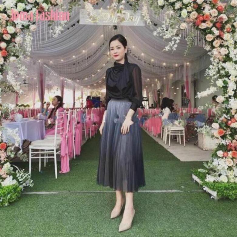Chân Váy Xếp Ly Dáng Dài Nữ TEMA  Lưới Loang Hai Lớp Siêu Đẹp | BigBuy360 - bigbuy360.vn