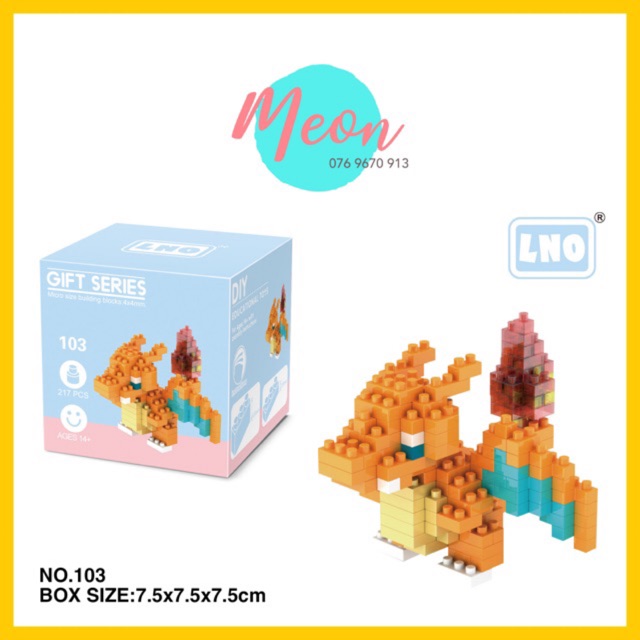 Mini Block | Đồ chơi xếp hình lego | - Charizard (pokemon) - 217 pcs