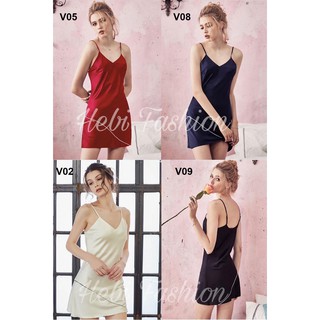 Váy ngủ lụa cổ V