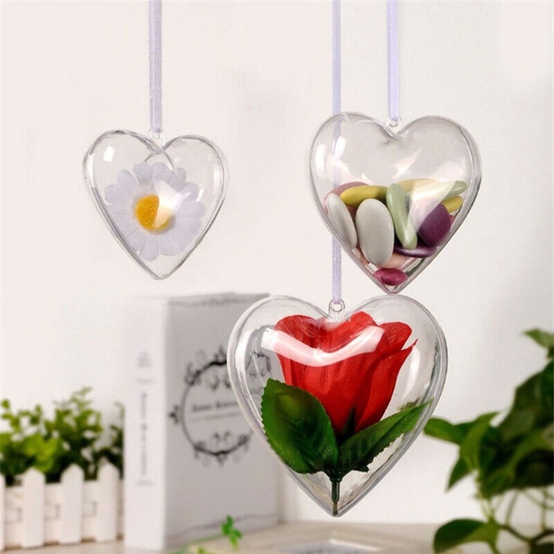 Hộp Rỗng Trong Suốt Hình Trái Tim Đựng Kẹo Có Nắp Đậy