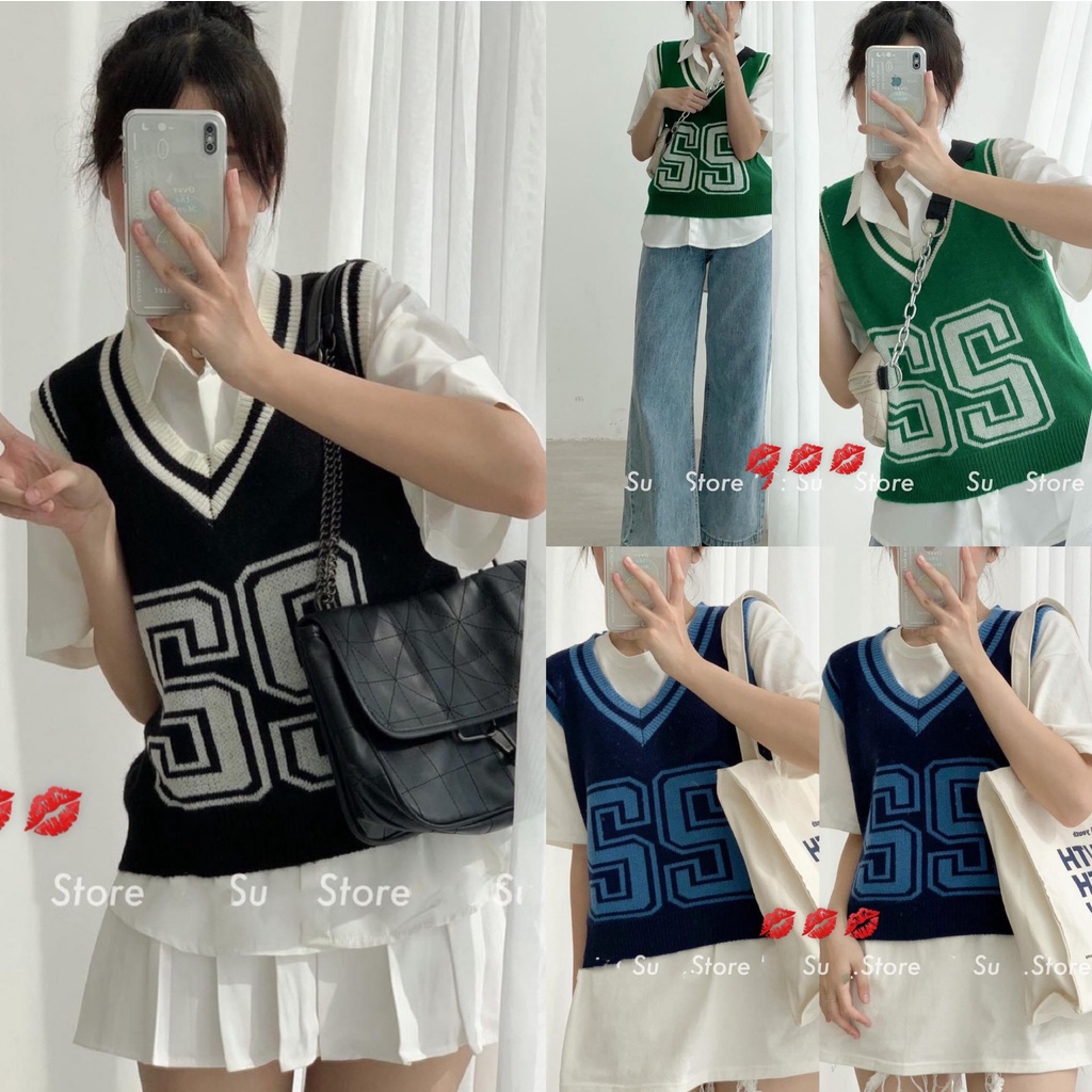Áo gile số 22 hàng Quảng Châu cực đày dặn, Áo len gile dáng lửng SỐ 22