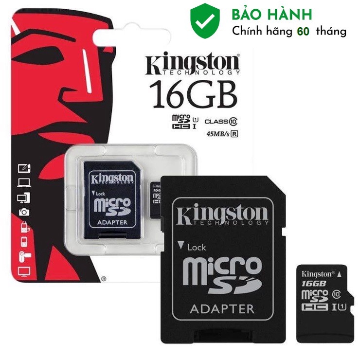 Thẻ Nhớ Micro SD Kingston 16Gb Class 10 - Hàng Chính Hãng Bảo Hành 5 Năm