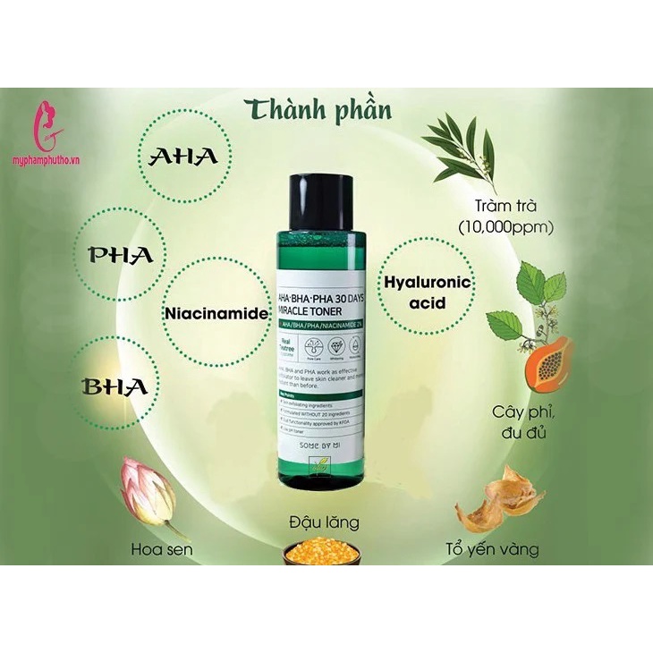 Nước hoa hồng Some By Mi AHA-BHA-PHA 30 Days Miracle Toner 150ml dành cho da mụn, da dầu.