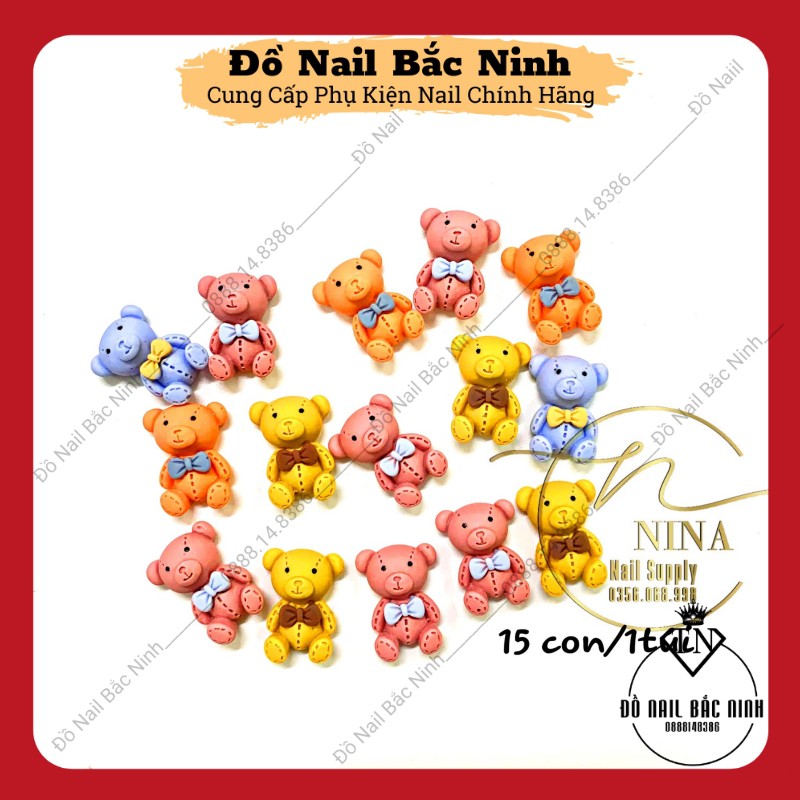 Set Charm Gấu Thạch, Charm Hoạt Hình Trang Trí Nail Mix Màu Dễ Thương