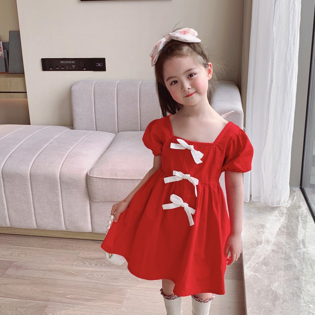 Váy Cho Bé Gái Váy Công Chúa Đỏ Gắn Nơ Xinh Xắn SEKA KIDS - 2103.11.CS189