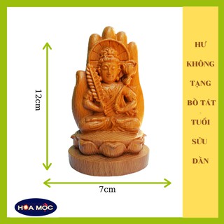 Tượng Phật bản mệnh Hư Không Tạng bằng gỗ {tuổi Sửu, Dần} tượng để xe hơi, bàn làm việc[Free ship]hoa moc