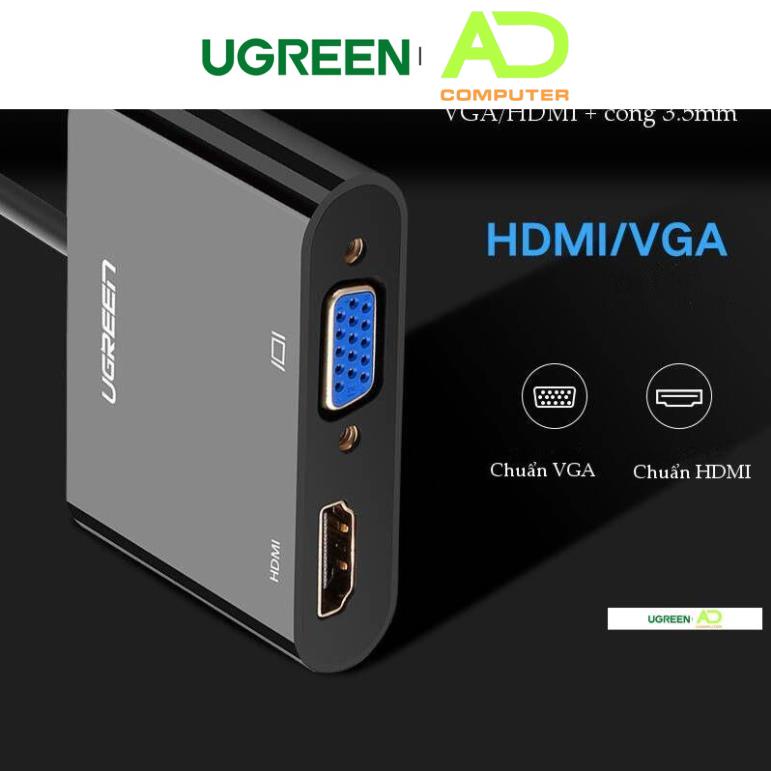 Bộ chuyển đổi HDMI sang HDMI/VGA (hỗ trợ nguồn 5V + Audio 3.5) 30cm UGREEN CM101 40744