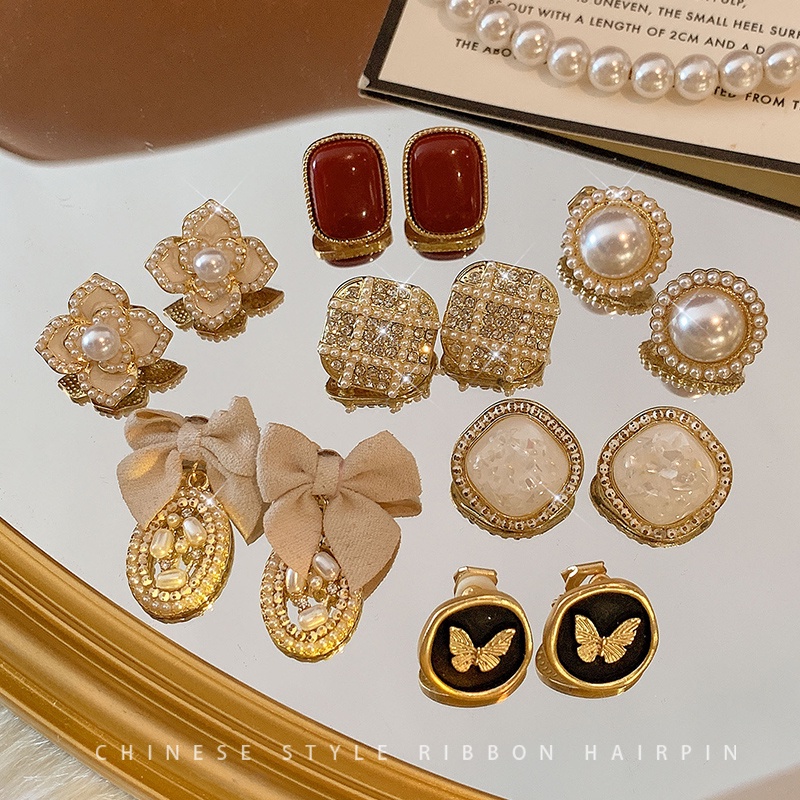 Khuyên Kẹp Tai Đính Hạt Ngọc Trai Phong Cách Hàn Quốc Cổ Điển Thời Trang Mới 2023