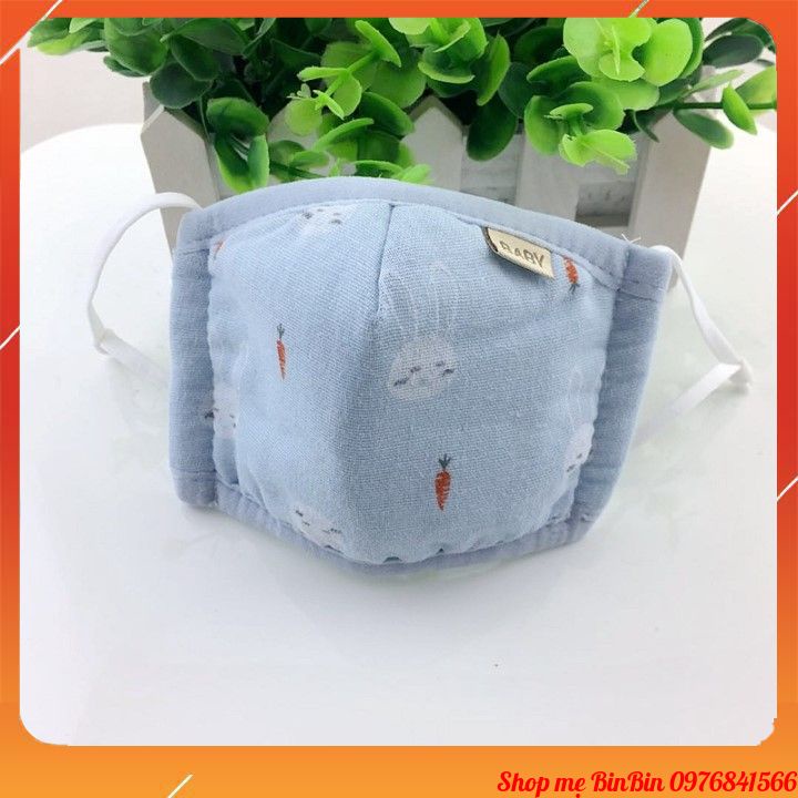 Khẩu trang vải cao cấp cho bé chất liệu 100% Cotton thấm hút mồ hôi thoáng mát