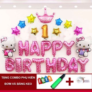 🔥 SIÊU HOT 🔥 Set bóng trang trí sinh nhật❤️hello kitty❤️kèm bơm và băng keo❤️set 8C