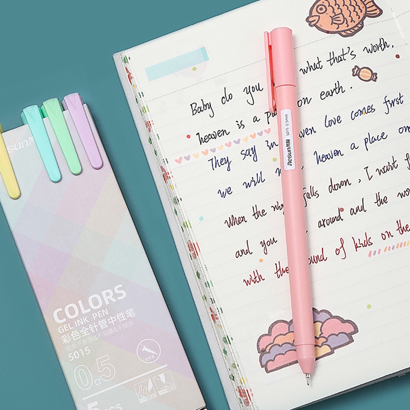 Set 5 bút bi ngòi 0.5mm nhiều màu sắc