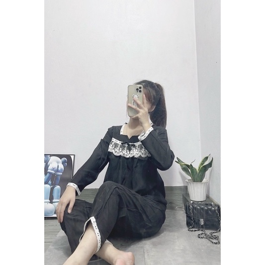 Đồ bầu mặc nhà - bộ bầu sau sinh chất đũi hàn phối ren ở ngực thời trang (45 đến 75Kg )