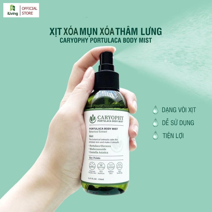 Xịt Mụn Lưng giảm mụn mờ thâm Caryophy Portulaca Body Mist 150ml ILIVING-CARXML