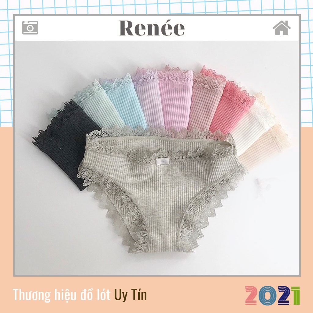 Quần Lót Nữ Cotton Kháng Khuẩn Gân Tăm Viền Ren Nữ Tính QL 10 RENEE Store