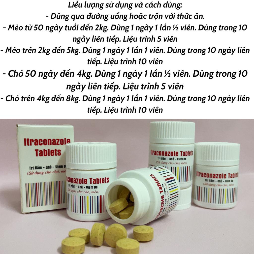 Viên ăn nấm, ghẻ, viêm da cho chó 50day-5kg