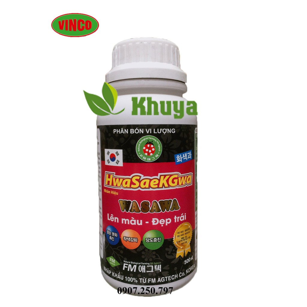 Phân bón vi lượng Hwasaekgwa Wasawa 500ml Lên màu Đẹp trái nhập khẩu Hàn Quốc