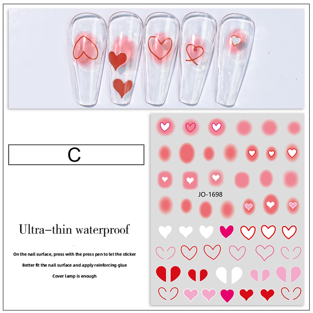 Sticker Dán Móng Tạo Hiệu Ứng 3D Lãng Mạn Siêu Mỏng