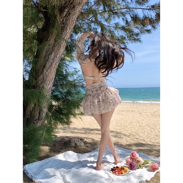 Set Voan Hoa Hồng Cut Lưng QCCC