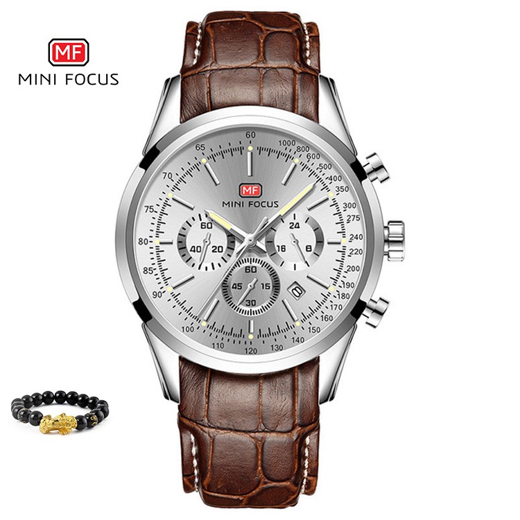 [Tặng vòng tay] Đồng hồ nam chính hãng Mini Focus MF0116G.02 dây da cao cấp