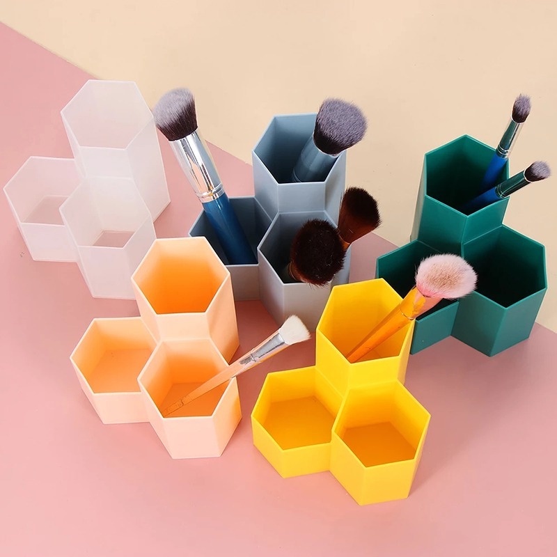 [Hàng mới về] Ống đựng cọ trang điểm thiết kế lục giác cỡ lớn đa năng tiện dụng