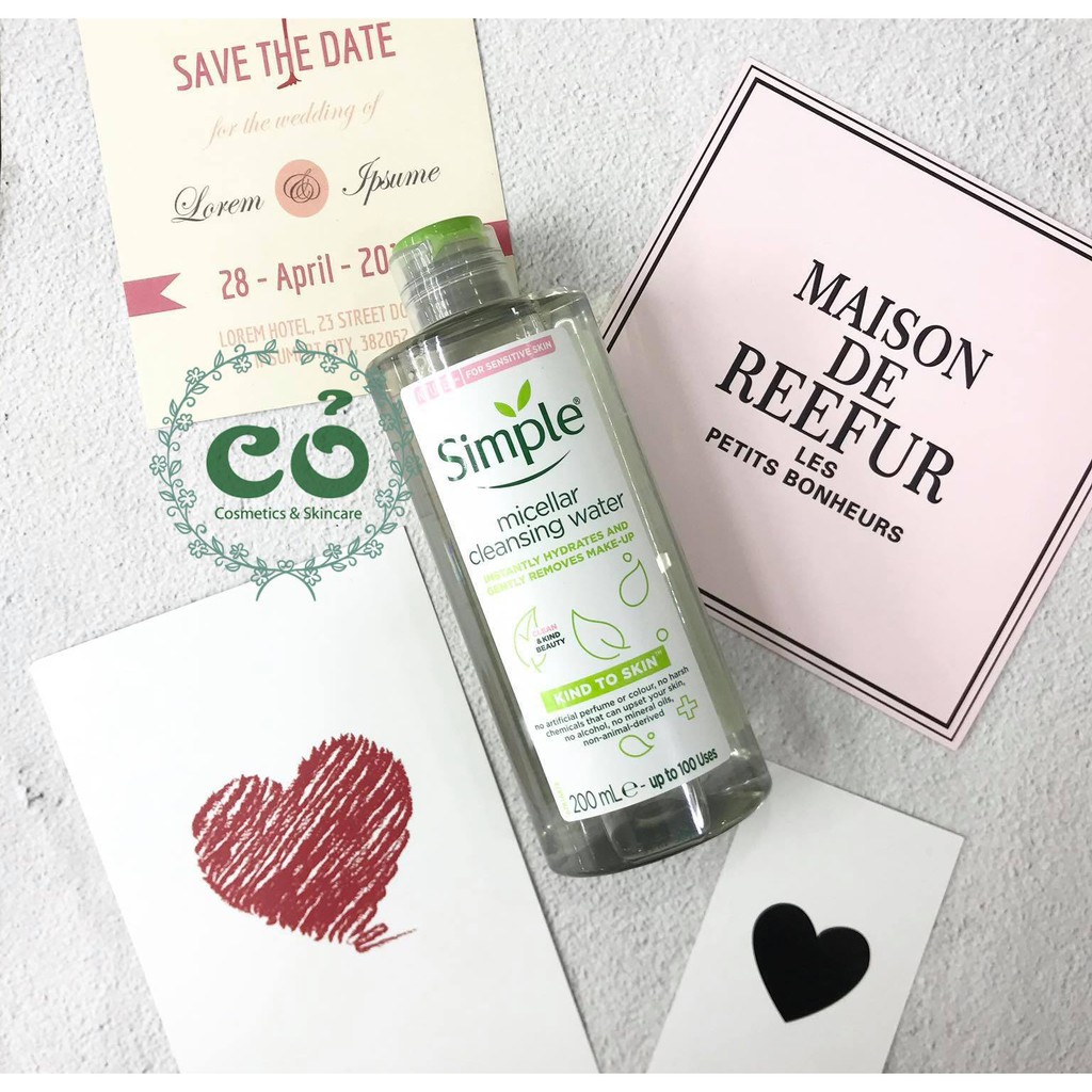 [Mã 44FMCGSALE giảm 8% đơn 500K] Nước tẩy trang Simple Kind to Skin Micellar Cleansing Water | BigBuy360 - bigbuy360.vn