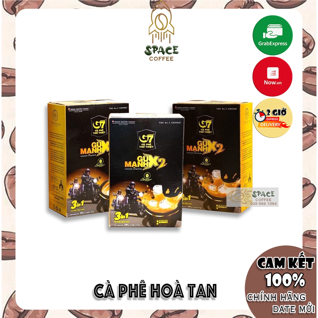 Cà Phê Hoà Tan Trung Nguyên G7 3in1 Gu Mạnh X2 Hộp 12 Gói 25gr