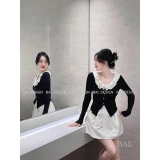 Áo sơ mi len tăm cổ bèo tầng