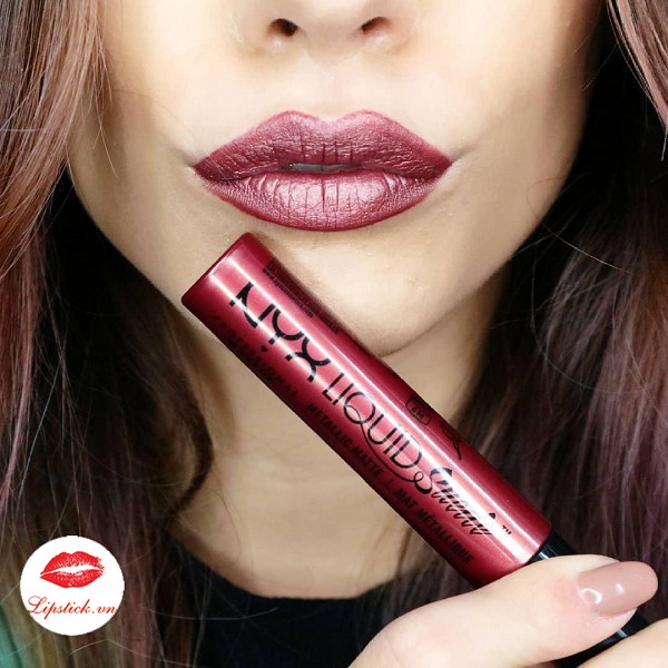 Son kem lì ánh kim NYX Professional Makeup Liquid Suede Metallic Matte Lipstick Modern Maven Mauve Mist Exposed 4ml