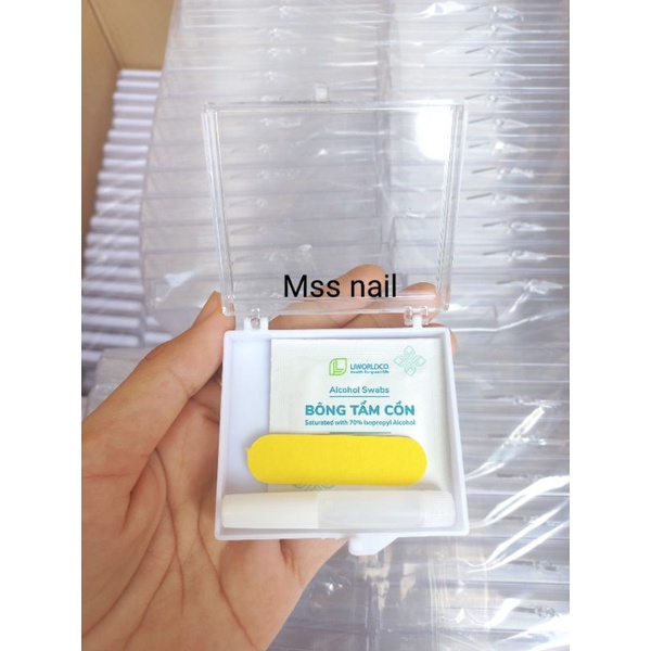 Combo hộp đựng nails+ keo+ dũa+ giấy lau sạch móng