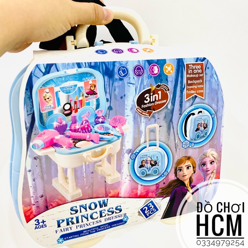 [MẪU MỚI] Đồ chơi vali trang điểm búp bê công chúa Elsa Anna cực kỳ dễ thương cho bé gái thích khám phá đồ make up 0871