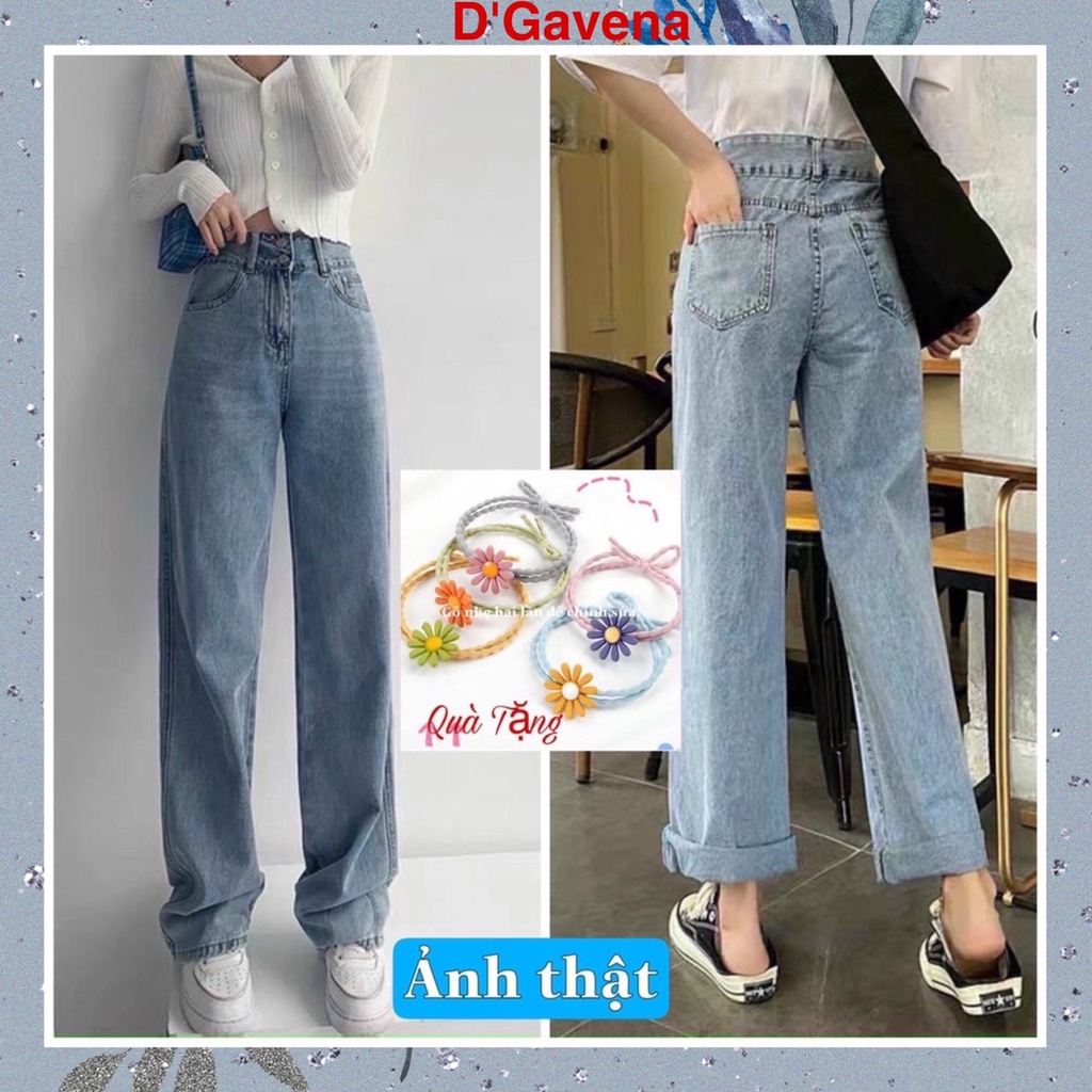 Quần jean nữ lưng cao ống rộng dáng suông đẹp cao cấp - GV01 | BigBuy360 - bigbuy360.vn