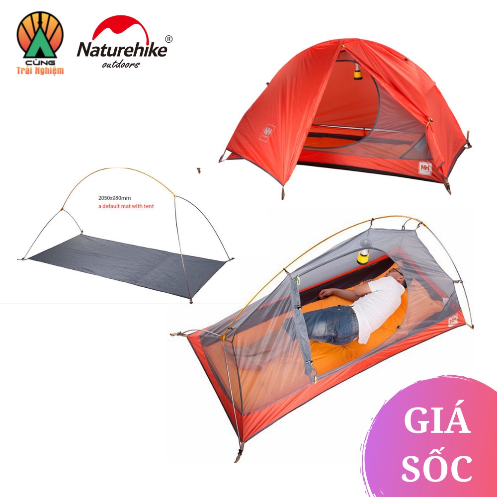 [CHÍNH HÃNG] Lều Phượt Dã Ngoại XE ĐẠP Dành Cho 1 Người Naturehike NH18A095-D Gọn Nhẹ, Chống Thấm