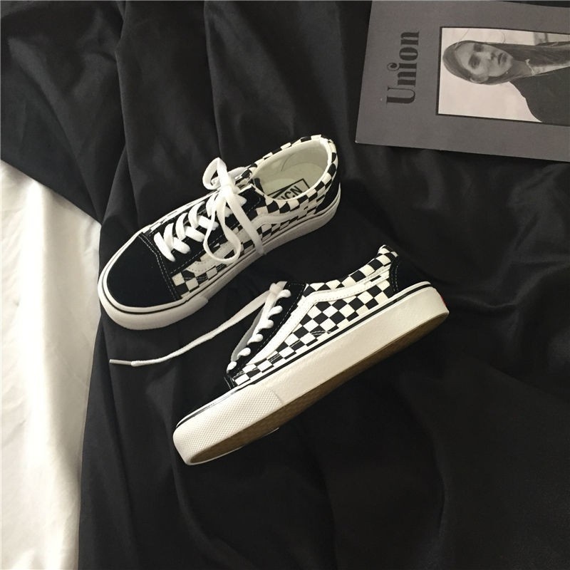 Giày thể thao nam nữ vans old skool caro đen trắng , Giày Vans caro kẻ đen trắng vans mới