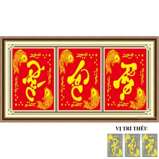 Tranh thêu chữ thập Phúc Lộc Thọ LV3436 - Tranh Thêu Lavender cao cấp