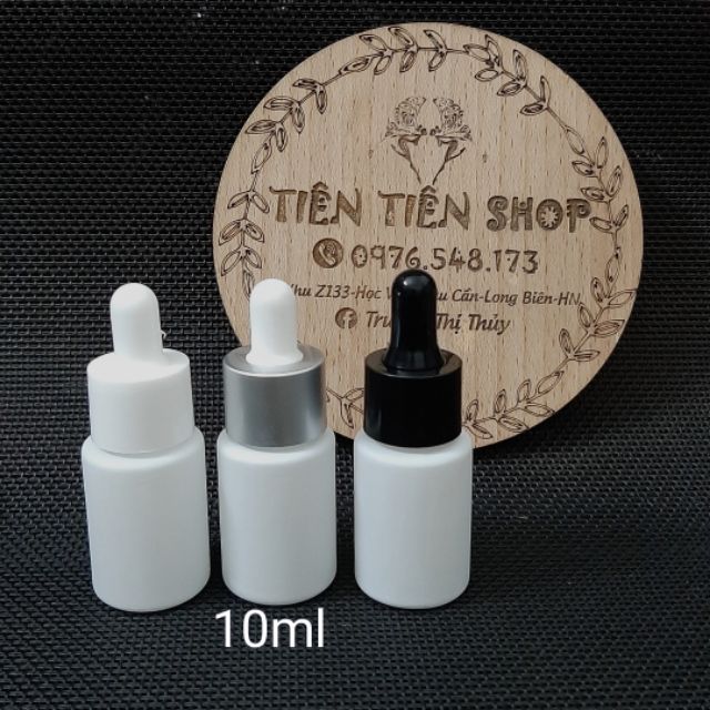 Chai thủy tinh sơn trắng vai vuông 10ml đầu bóp