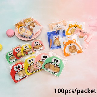 Set 100 túi nhựa đựng bánh kẹo in hình dễ thương