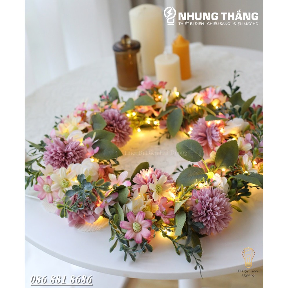 [ Nhiều Mẫu ] Vòng Hoa Treo Trang Trí Giáng Sinh Có Đèn -  Đường Kính 30cm,40cm - Chuyên Trang Trí Các Sự Kiện -Tặng PIN