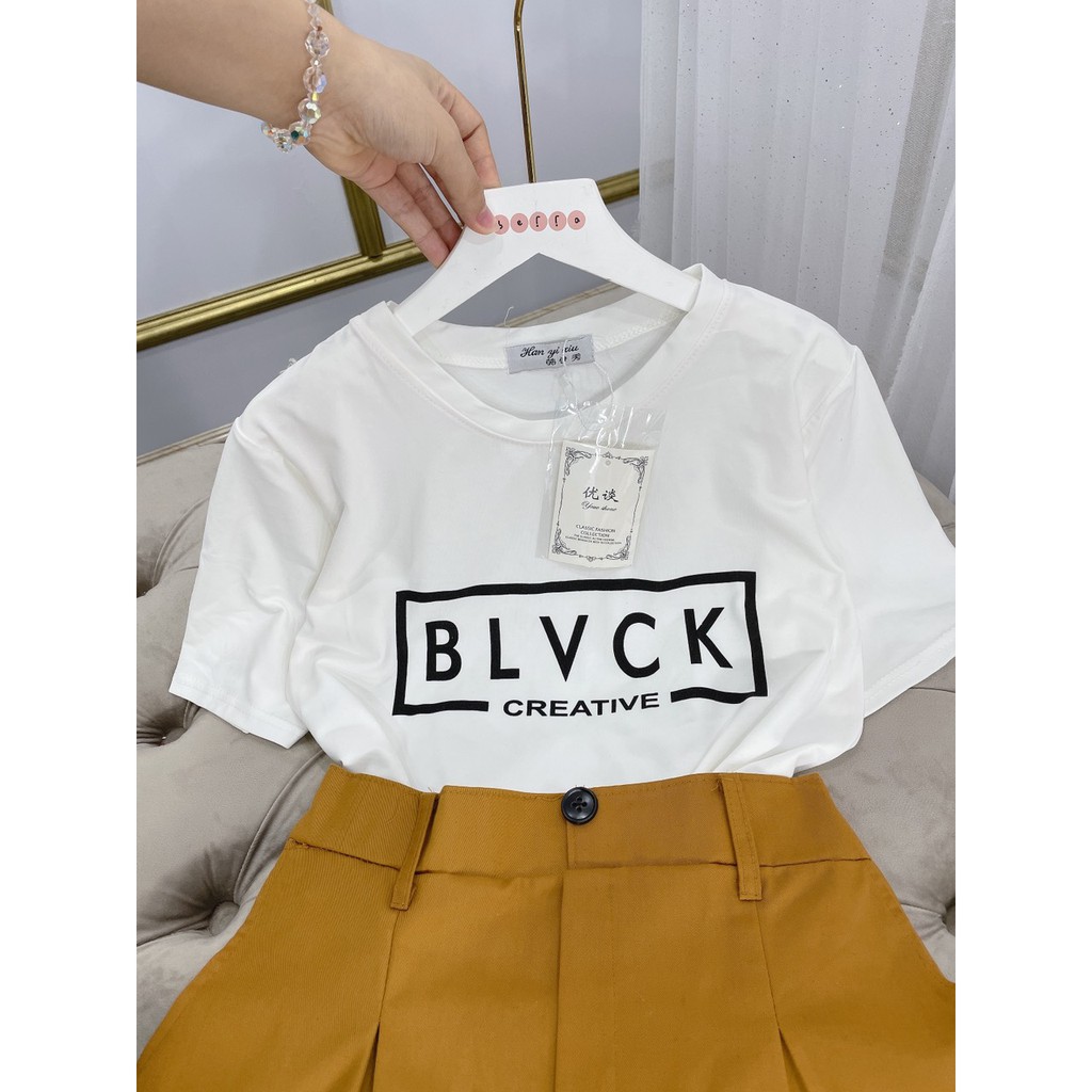 Set Bộ Black Mix Quần Sooc Nâu Bò Hot Trend | BigBuy360 - bigbuy360.vn